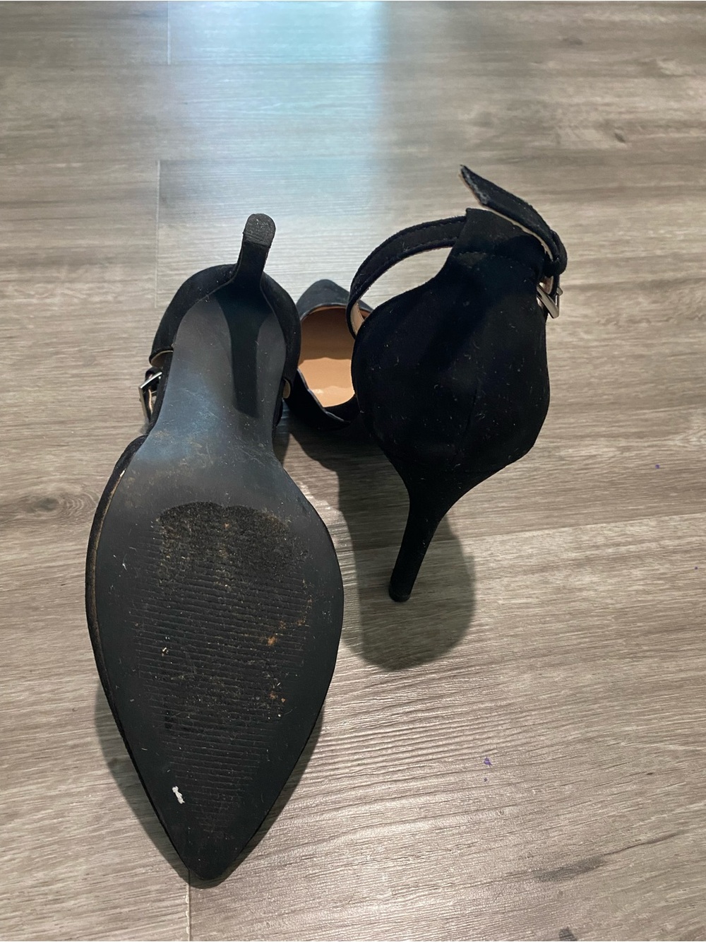 New York & Company Black Scalloped Ankle-Strap Heels - Picture 5 of 6